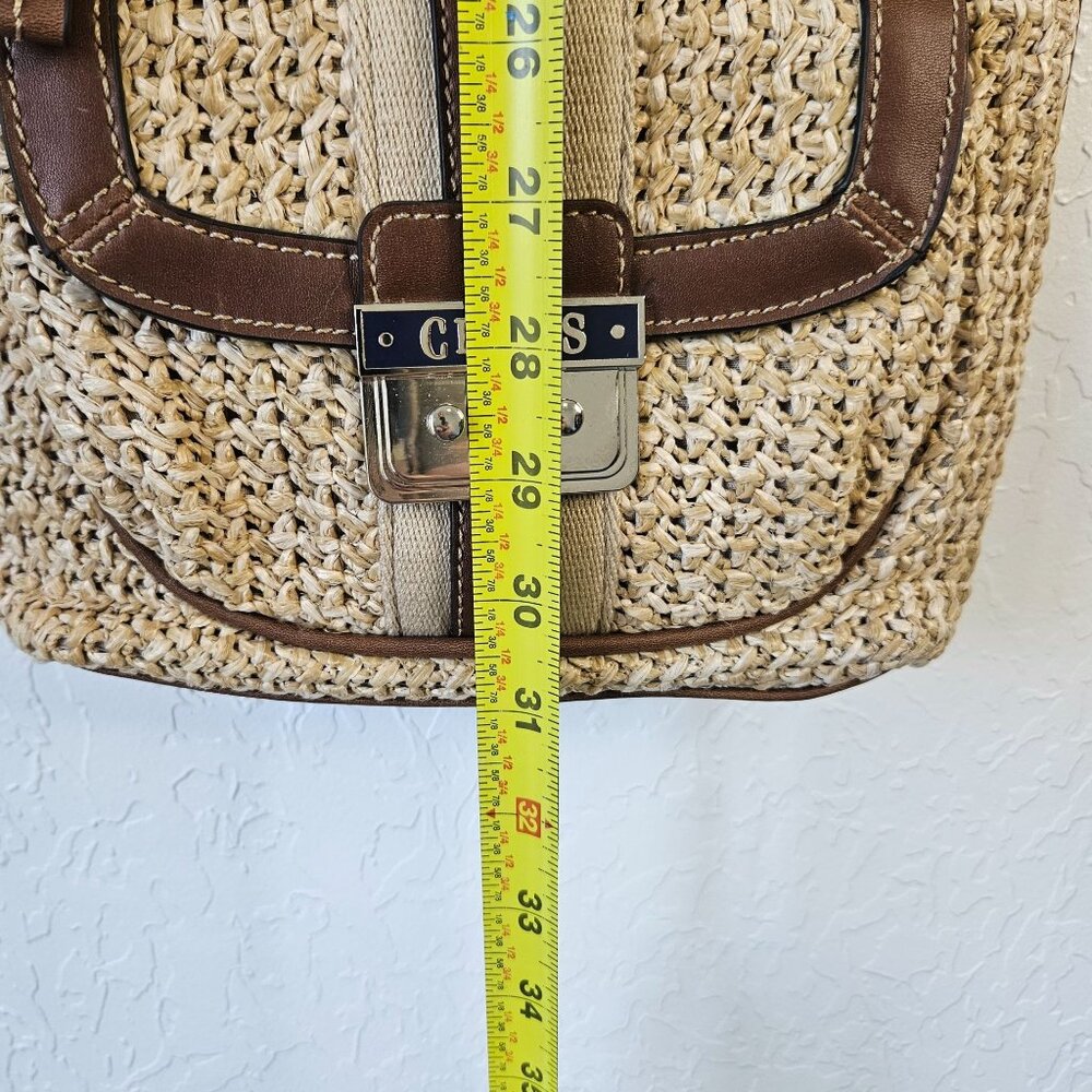 Chaps Straw & Faux Leather Crossbody Bag satchel purse Boho Cottage core Hippie - Picture 9 of 16